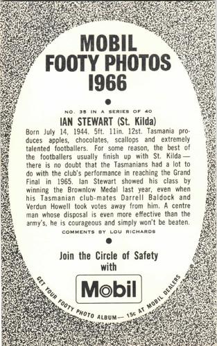 1966 Mobil Footy Photos VFL #35 Ian Stewart Back